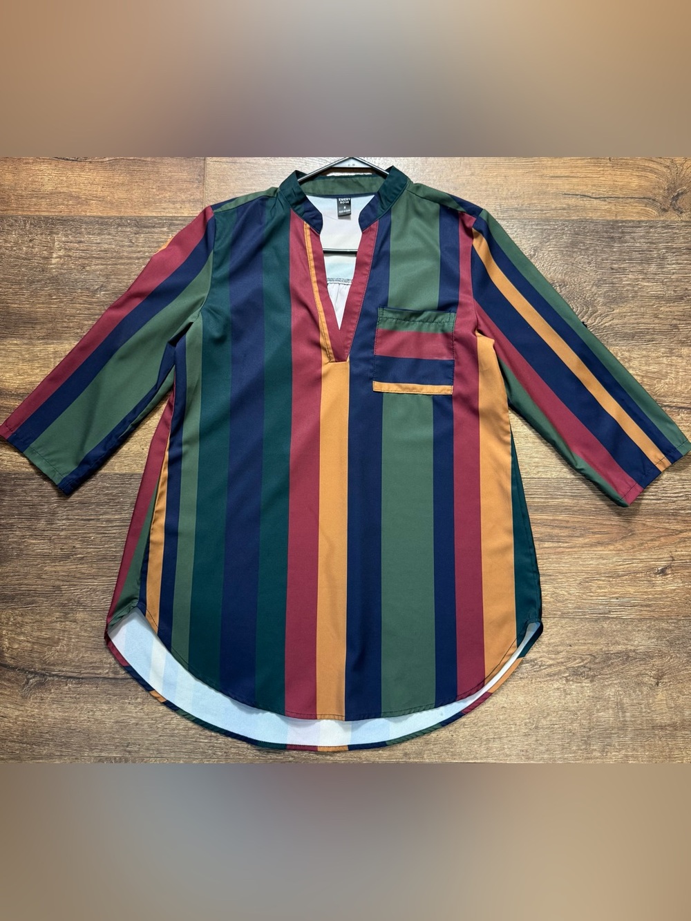 Emery Rose Colorblock Striped Tunic Top Womens Medium Boho Workwear Blouse